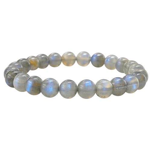 Amazing Gemstone Crystal Bracelet for Women Men's Gifts - Protection Healing Crystal Bracelet - 8mm Gemstone Beaded Stretchable Bracelet Pulseras Para Hombres Mujer Stocking Stuffers Mothers Day Gift (Labradorite) - color: Labradorite