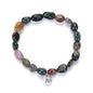 Adabele 1pc Natural Stretch Gemstone Bracelet 7mm-10mm Free Form Bead 7 Inch 7.5 Inch Healing Crystal Engergy Quartz Chakra Jewelry Women Birthday Gift - color: Grade A Indian Agate, size: 7.5 Inch (bead size 7-10mm)