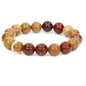 Keleny Semi Precious Stones Natural Gemstones 12mm Round Beads Crystal Stretch Bracelets 7 Inch Unisex - color: Mookaite Jasper