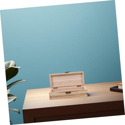 Mobestech 2pcs Unfinished Wooden Keepsake Box Hinged Lid Rectangular Storage Organizer for Crafts Jewelry and Home Decor Versatile and Elegant Design for Projects