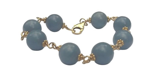 Angelite Gold rondelle 4mm smooth 7inch Sterling Silver Stacking Beaded Bracelet, Simple Layering, Dainty Gemstone Bracelet, Fine Jewelry, Minimalist,