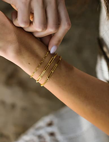 925 Sterling Silver Paperclip Chain Bracelet 3/4/5mm Silver Bracelet for Women Men Silver Bracelet 6.5-9 Inches - color: Gold 3mm, size: 6.5