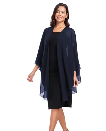 TONGFANTFL Shawls Wraps for Evening Wedding Party Chiffon Scarf Soft Bridal Wraps Wedding Guest Shawl Coverage - color: Navy