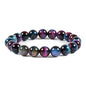 Justinstones Gem Semi Precious Gemstone 10mm Round Beads Stretch Bracelet 7 Inch Unisex - color: Dyed Rose Blue Green Tiger Eye