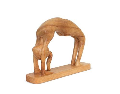 G6 Collection 10" Wooden Handmade Abstract Sculpture Art Decorative Home Decor Handcrafted Figurine Accent Decoration Artwork Hand Carved, Wheel Pose - style: Wheel Pose