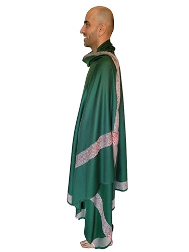 Soft Premium Wool Blend Meditation Shawl - Large Unisex Prayer Wrap, Oversize Scarf & Versatile Blanket - color: Green