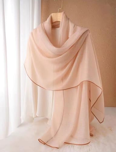 Luxury Cashmere Pashmina Style Shawl - Silk & Wool Blend Scarf, Lightweight Skin-Friendly Wrap - color: Honeycomb Fabric. - Orange