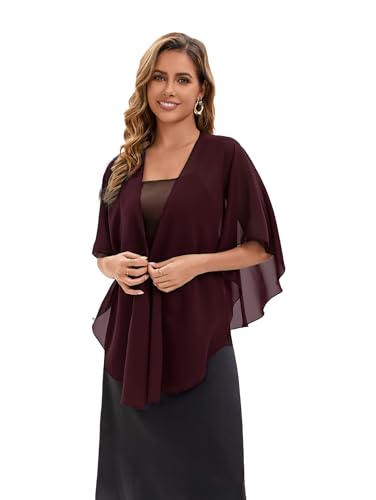 Baoqiya Chiffon Shawl Evening Scarf Shawls and Wraps for Women Wedding Party Bridal Scarves Cover Ups - color: Deep Purple