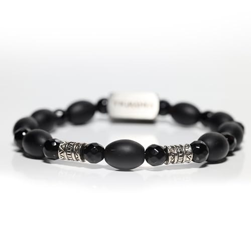 Tigranes Premium Natural Stone Bracelet Collection – Handmade Gemstone Jewelry in Luxury Branded Gift Box - style: Matte Onyx