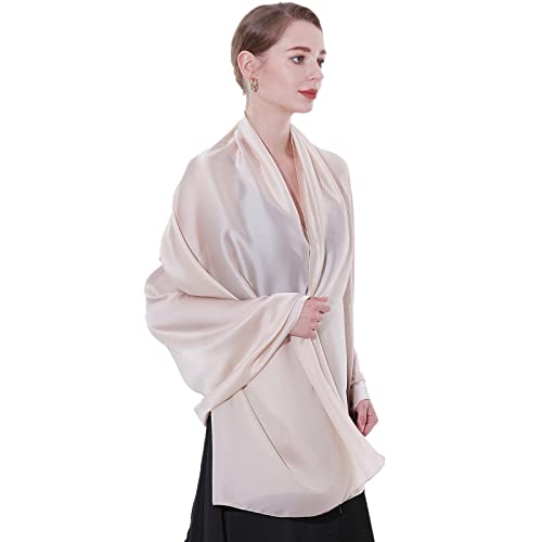 Womens Scarf Pashmina Shawls and Wraps for Evening Dresses Like Chiffon Silk Scarf for Bridal Weddings - color: Beige
