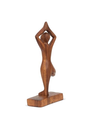 G6 Collection 8" Wooden Handmade Abstract Sculpture Art Decorative Home Decor Handcrafted Figurine Accent Decoration Artwork Hand Carved, Tree Pose - style: Tree Pose