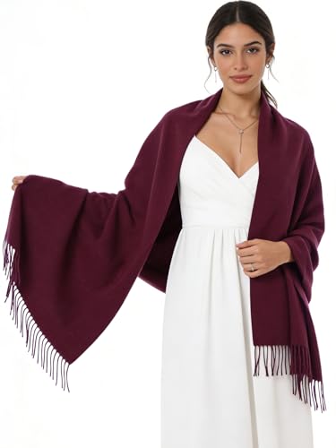Sumolux Scarf for Women Pashmina Shawls Wraps for Evening Dresses Wedding Bridesmaid Gifts Winter Warm Soft Scarves - color: Crimson