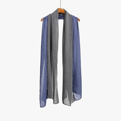 Jeelow Solid Color Scarf Wrap Shawl for Women Men – Soft Lightweight Head Scarf, All Season, Travel Beach Office Daily Wear - color: Blue Jean Hollow Out