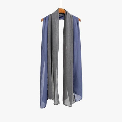 Jeelow Solid Color Scarf Wrap Shawl for Women Men – Soft Lightweight Head Scarf, All Season, Travel Beach Office Daily Wear - color: Blue Jean Hollow Out