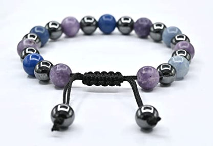 Amazing Gemstone Stop Drinking Alcohol Manifestation Bracelet - Lepidolite Blue Aventurine Hematite Bracelet Set for Men Women Healing Calming Anxiety Stress Relief Gifts(Adjustable) - color: Quit Alcohol