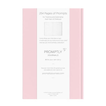 Promptly Journals, A Complete Childhood History: From Pregnancy to 18 Years Old (Blush Pink, Leatherette) | Baby Book and Pregnancy Journal | Baby Memory Book - color: Blush Pink