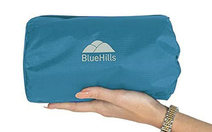BlueHills Ultra Compact Travel Blankets for Two with Portable Carry Case Case Premium Soft Plush Large Airplane Blankets 2 Pack for Car Plane Train Hotel Layover Peacock -C204-2pk-Teal - color: C-204-2pk-teal