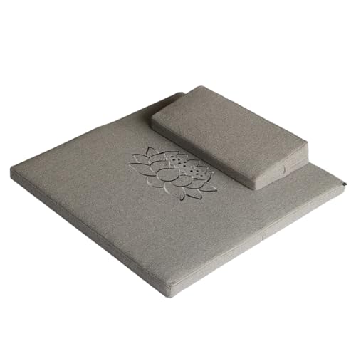 Portable Foldable Meditation Cushion with Washable Premium Cotton and Linen Cover, Square Tatami Yoga Floor Seat Pillow Yoga Mat Meditation Pillow Cushion grey-60cm - color: Gray, size: 60cm