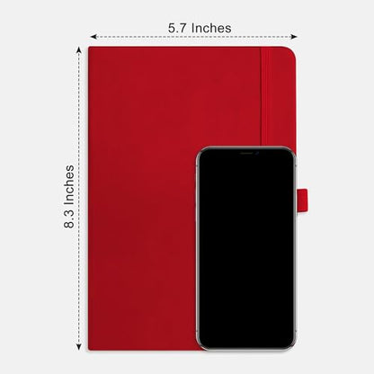 RETTACY Dotted Journal Notebook, 2-Pack, 160 Numbered Pages per Pack, A5 Medium Size (5.7'' x 8.3''), 120 GSM Thick Paper, Leather Hardcover, for Journaling, Planning, Tracking (Black & Red) - color: Black & Red, style: Dotted