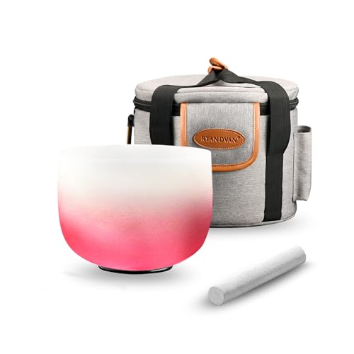 RYAN DVAN Crystal Singing Bowl Set of 3, 6"C 8"E 10"D with Case Suede Striker & O-Ring Sound Therapy for Yoga, Reiki, Chakra Healing Energy Tuning & Mindfulness Kit