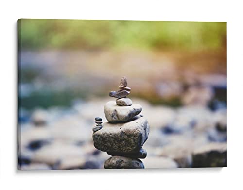 Canvas Lab | Stone Arrangement | 48 x 32 in | Canvas Print Wall Art | Yoga and Zen | Wall Decor for Bedroom, Living Room or Office - color: Stone Arrangement, size: 48"L x 32"W