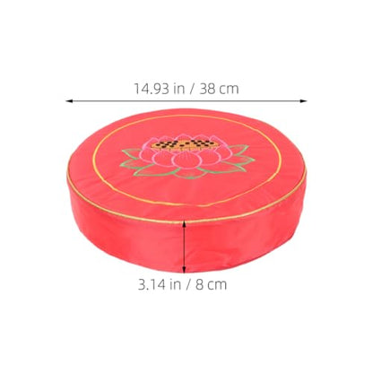 Meditation Cushion Floor Pillow Buckwheat Bolster Crimson Floral Worship Mat Thick Small Sitting Cushion for Zen Meditation and Prayer