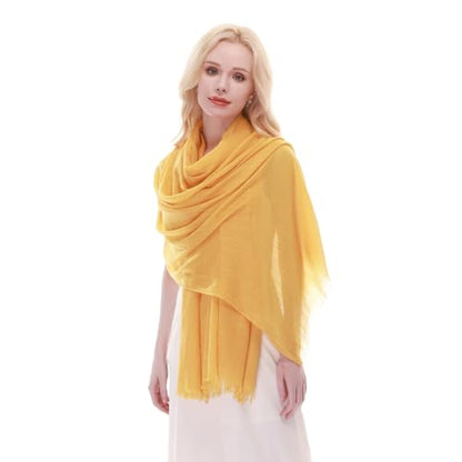 RIIQIICHY Scarf for Women Lightweight Solid Color Long Fashion Gauze Scarves Shawl Wrap - color: Yellow
