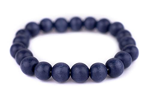 Wood Bead Bracelet - color: Cobalt Blue, size: Large Beads