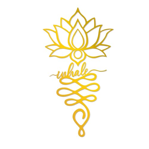 Xedatric Lotus Flower Wall Decor Twin Piece Metal Wall Sculpture for Yoga Decor, Home and Office - Elegant Lotus Flower Decor with Gorgeous Gold Finish (12.9" x 10.7" and 10.4" x 13.6") - color: 2-gold