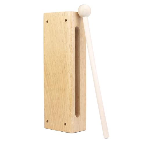 QWORK Wood Percussion Instrument Set - 2 Pack Wooden Sound Blocks with Mallets, for Concerts, Recordings & Community Bands