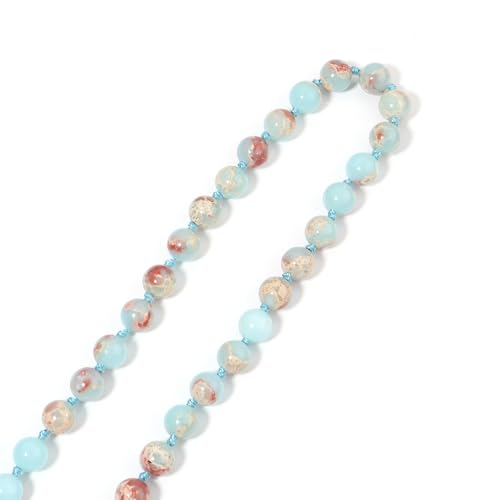 8MM Beads Chakra Long Mala Necklace Natural Stone Meditation Statement Necklace Japa Yoga Buddhist Rosary Prayer Charm Beaded Tassel Necklace - color: Shoushan Stone