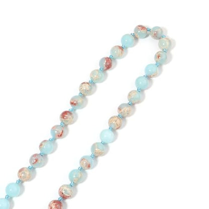 8MM Beads Chakra Long Mala Necklace Natural Stone Meditation Statement Necklace Japa Yoga Buddhist Rosary Prayer Charm Beaded Tassel Necklace - color: Shoushan Stone