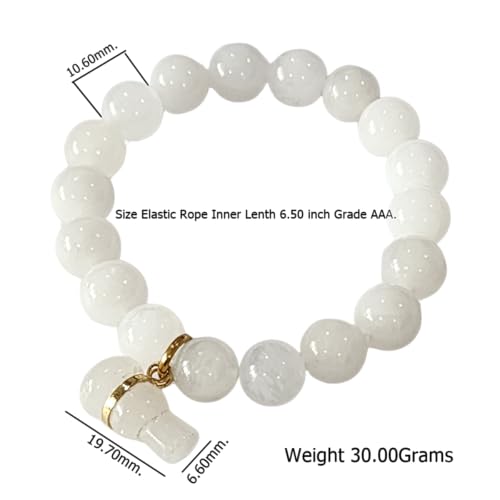 White Jade Bracelet for Meditation & Mindfulness – Calming Energy Jewelry for Women – Gift Set with Red Pouch.