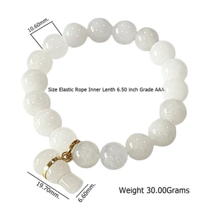 White Jade Bracelet for Meditation & Mindfulness – Calming Energy Jewelry for Women – Gift Set with Red Pouch.