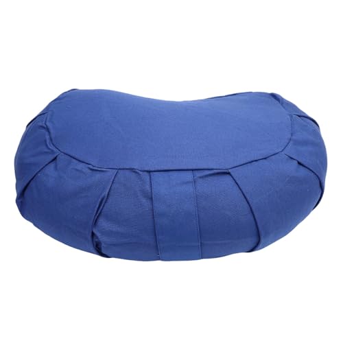 YUYTE Half Moon Meditation Cushion, Buckwheat Hulls Yoga Pillow Floor Seating Support with Cotton Cover for Meditation Zen Practice, Traditional Pillow (Dark Blue) - color: Dark Blue