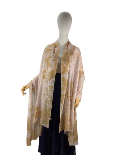 Luxury Cashmere Pashmina Style Shawl - Silk & Wool Blend Scarf, Lightweight Skin-Friendly Wrap - color: 3 Beige
