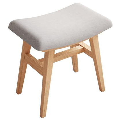 Wooden Vanity Stool, Makeup Small Bench Seat Solid Wood with Upholstery Saddle Seat Stools Concave Ergonomic Chair Easy to Install for Bedroom Wooden Vanity Chair, Wooden Stool 16" log Color