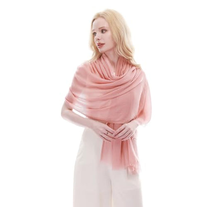 RIIQIICHY Scarf for Women Lightweight Solid Color Long Fashion Gauze Scarves Shawl Wrap - color: Pink