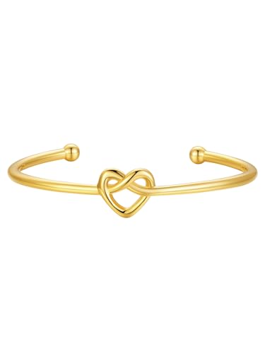 U7 Unisex Simple Cuff Bracelet 18K Real Gold Platinum Plated Fine Bracelets Fashion Jewelry Open Bangle Cuff Bracelets, Twisted or Heart Style - color: D.Knot Bracelet-Gold