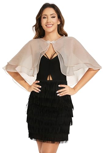Women's Sheer Tencel Shawls and Wraps for Evening Dresses Soft Wedding Cape Lightweight Bridesmaid Scarves Cover Up - color: Champagne