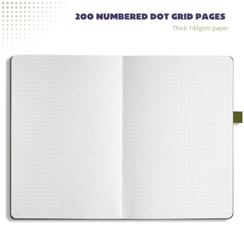 Dotted Journal – 140gsm Bleed Proof Thick White Paper – 200 Numbered Dot Grid Pages – 5.8 x 8.3 inch Bullet Dotted Notebook - color: purple