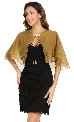 Women's Sheer Tencel Shawls and Wraps for Evening Dresses Soft Wedding Cape Lightweight Bridesmaid Scarves Cover Up - color: Dark Yellow