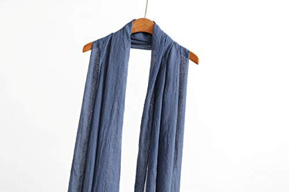 Jeelow Solid Color Scarf Wrap Shawl for Women Men – Soft Lightweight Head Scarf, All Season, Travel Beach Office Daily Wear - color: Blue Jean