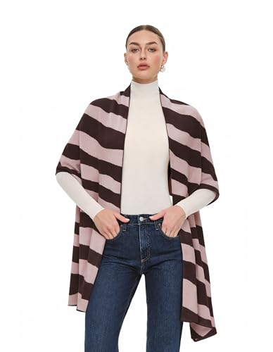 PULI Women's Pashmina Shawl Wraps for Evening Dress Large Scarf Blanket Long Wedding Bridal Winter Warm Shoulder Wrap - color: Wave-chocolate Brown