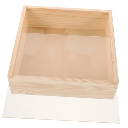 Hemobllo Wooden Storage Box Acrylic Lid Multi-functional Trinket Container for Jewelry Compact for Home Office