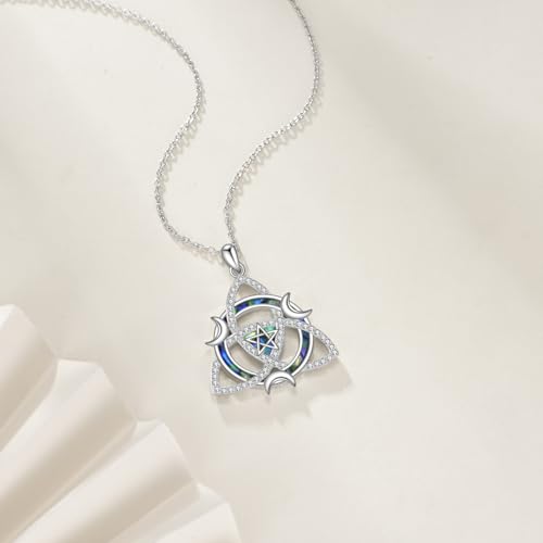 Witch Knot/Trinity/Triple Moon Necklace S925 Sterling Silver Protection Jewelry Gifts for Women - style: Trinity
