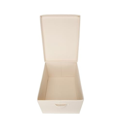 Foldable Storage Bins with Lids Cotton Canvas Rectangular Storage Box Ideal for Organization Lightweight and Durable (L) - size: ‎17.71 x 13.77 x 9.84"