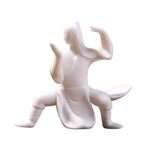 Decorative Statue Ceramics Taichi Statue Minimalist Ceramic Kongfu Sculpture, Meditation Zen Figurine Incense Holder Room Decor(White C) - color: White C
