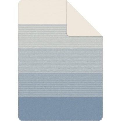 IBENA Salerno 100% Organic Cotton Cuddly Soft Jacquard Woven Ombre Throw Blanket (Blue) - color: Blue