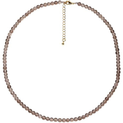 Simple Choker Necklace for Women Real Stone and Crystals Necklaces 4mm Beaded Choker Jewelry Meditation Gift for Women (16"+2") - style: Grey Agate